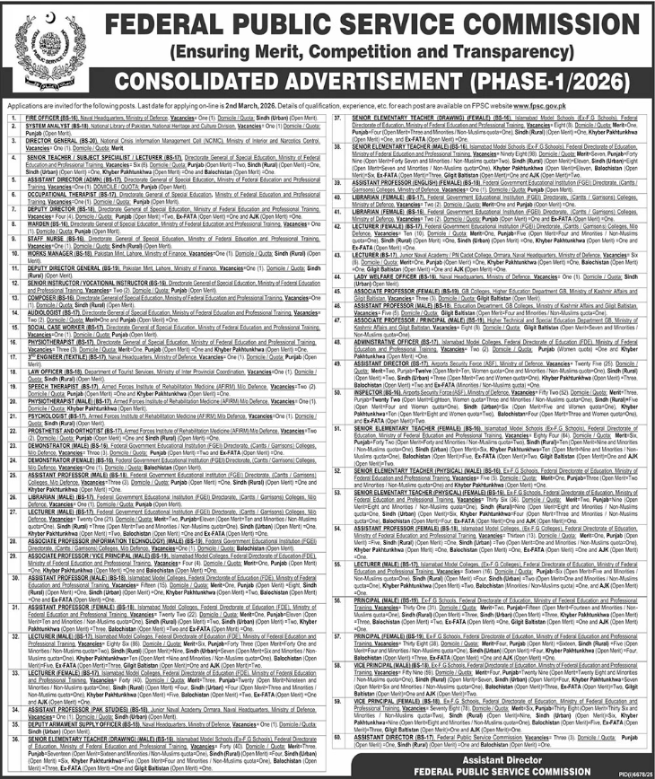 Federal Public Service Commission FPSC Apply Jobs 2026